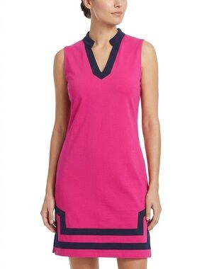 Tommy Bahama Pink Navy Sleeveless Shift Dress Small Preppy Resort